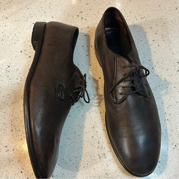 M. Gemi Brown Pebbled Leather Derby Oxford Dress Shoe​​​
